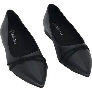 Bella Vita Rhea Pointed Toe Flats Black Leather Women's US 9N